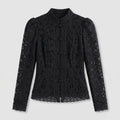 Mock Neck Lace Blouse — black