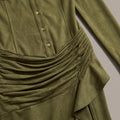 Suede-Feel Long Sleeve Maxi Dress — Light Green