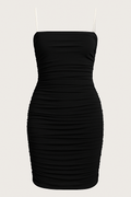 Black Mesh Slim Dress - Chain Detail Ruched Cami — Burgundy