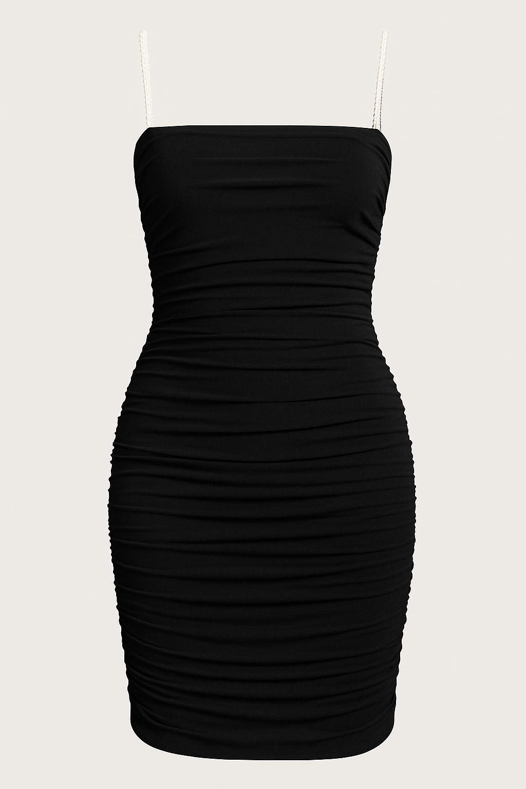 Black Mesh Slim Dress - Chain Detail Ruched Cami — Burgundy
