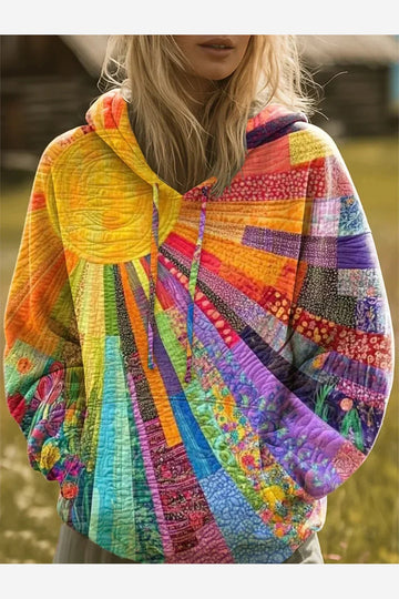 Bohemian Patchwork Hoodie – Multicolour