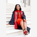 Red High Neck Bandage Midi Dress