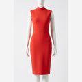 Red High Neck Bandage Midi Dress