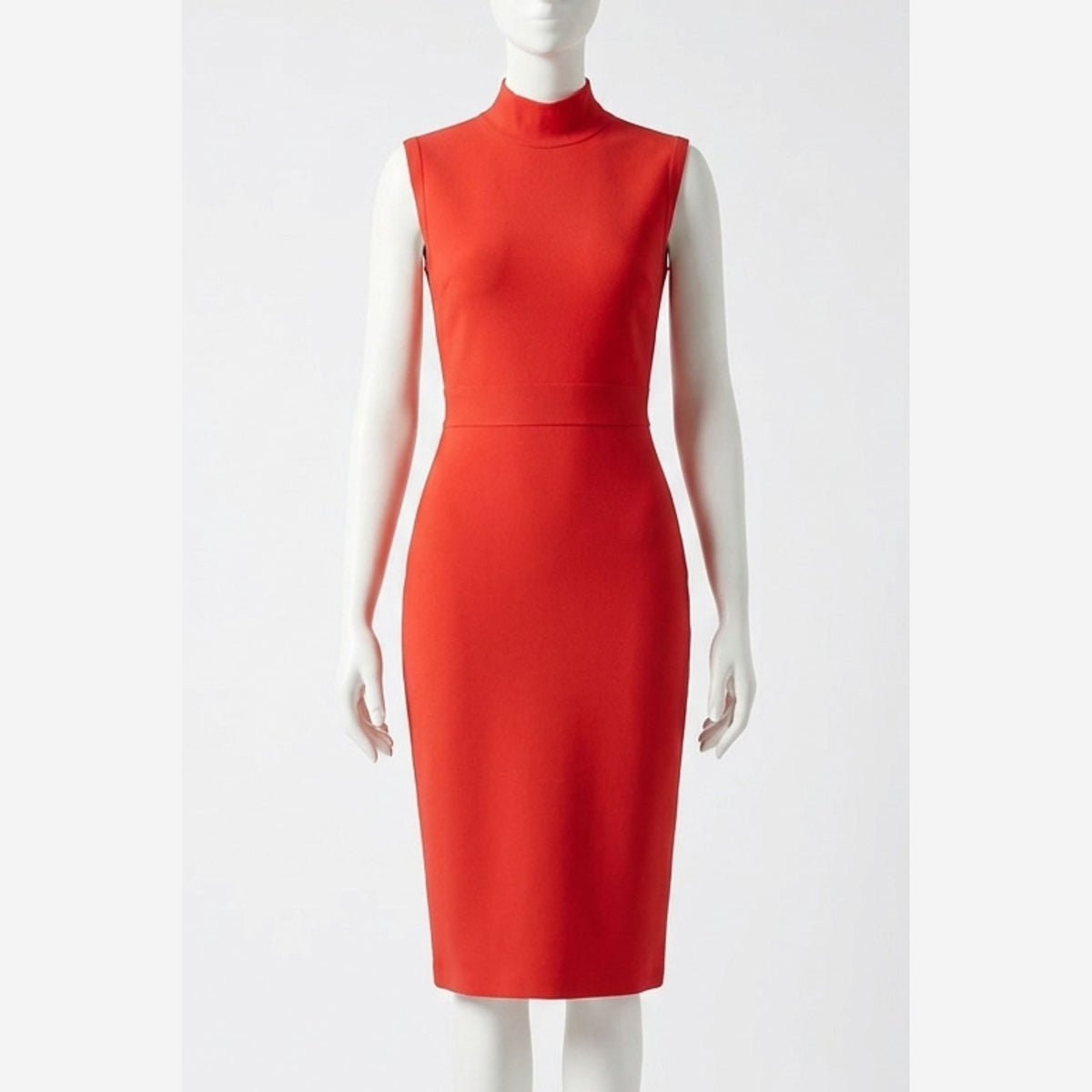 Red High Neck Bandage Midi Dress